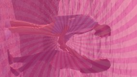 Animation of pink sunbeam pattern over diverse couple holding hand and standing near sea. Digital composite, multiple exposure, sunrays, love, abstract and togetherness concept. - Powered by Shutterstock - Get 15% off with code: PIKWIZARD15