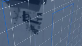 Animation of blue charts processing data over computers on desks at empty office. Connection, data, processing, digital interface, business and communication, digitally generated video. - Powered by Shutterstock - Get 15% off with code: PIKWIZARD15