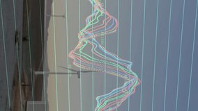 Wind turbine rotating with data analysis animation over blue background. Wind energy, sustainability, renewable, power, green technology, clean energy - Powered by Shutterstock - Get 15% off with code: PIKWIZARD15