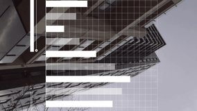 Bar graph animation over modern building exterior with cloudy sky background. Architecture, urban, business, cityscape, corporate, finance - Powered by Shutterstock - Get 15% off with code: PIKWIZARD15