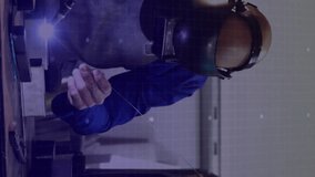 Working with tools, welder surrounded by futuristic data and animation overlay. Welding, fabrication, virtual reality, augmented reality, technology, engineering - Powered by Shutterstock - Get 15% off with code: PIKWIZARD15