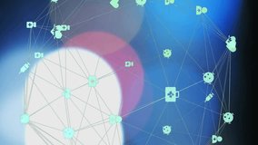 Network of social media icons and data processing over financial graph animation. Technology, digital, networking, finance, analytics, economy - Powered by Shutterstock - Get 15% off with code: PIKWIZARD15