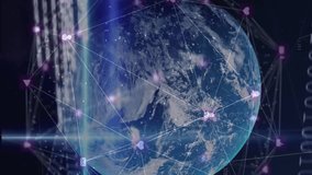 Digital globe with network connections and binary code over financial data animation. Technology, finance, innovation, cybersecurity, global - Powered by Shutterstock - Get 15% off with code: PIKWIZARD15
