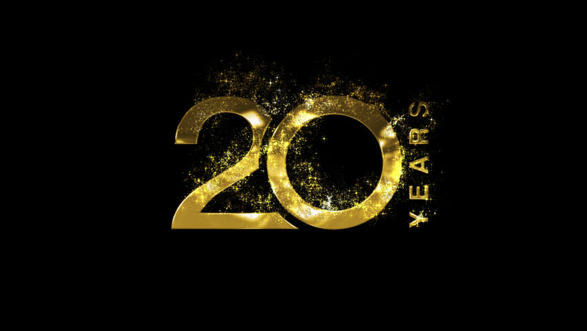 Happy 20th Anniversary with Golden Particles, Twenty Years, Alpha Channel