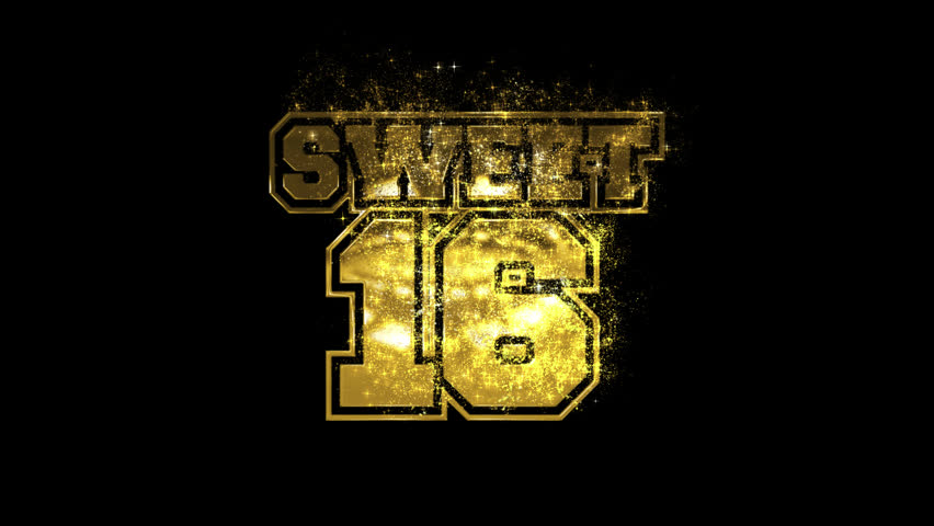 Sweet 16, 16th Birthday with Gold Particles, Alpha Channel
