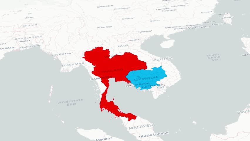 Cambodia–Thailand Map Animation – Southeast Asia Border Region