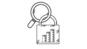 Digital marketing insight and secure growth analysis icon in cartoon animation. Unlocking business progress research symbol. Data security and performance audit.  Alpha channel. Seamless looping. - Powered by Shutterstock - Get 15% off with code: PIKWIZARD15