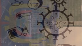 Animation of corona virus icons and ecuador flag over cityscape. global health, medicine and economy concept during coronavirus covid 19 pandemic digitally generated video. - Powered by Shutterstock - Get 15% off with code: PIKWIZARD15