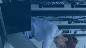 Animation of hearts over caucasian businesswoman in server room. global technology and digital interface concept digitally generated video. - Powered by Shutterstock - Get 15% off with code: PIKWIZARD15