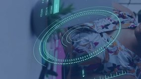 Animation of circular scanner and data over african american businesswoman using laptop at office. Business, network, processing, digital interface and communication, digitally generated video. - Powered by Shutterstock - Get 15% off with code: PIKWIZARD15