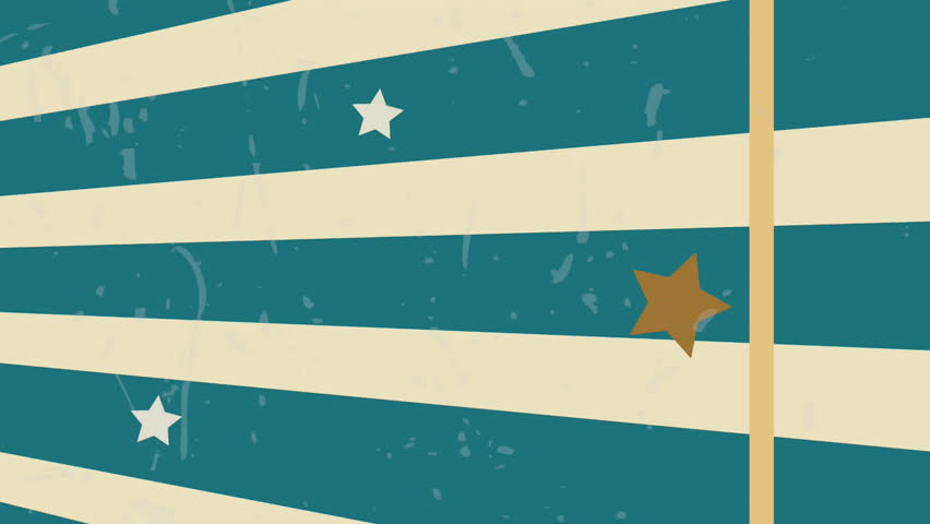 Animation of stripes and stars on blue backgroud. fashion and accessories background pattern concept digital animation.