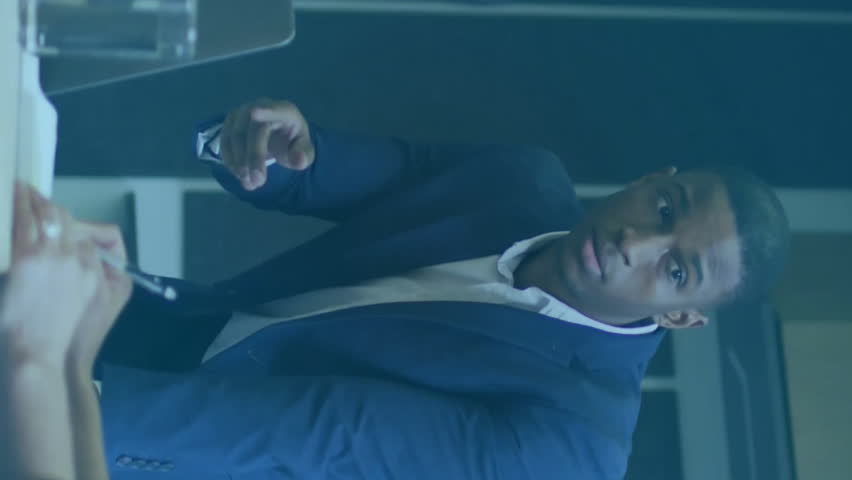 Discussing strategy, diverse professionals in business meeting with binary code overlay. collaboration, teamwork, innovation, digital, technology, brainstorming - Powered by Shutterstock - Get 15% off with code: PIKWIZARD15