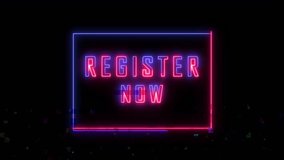 Register now title with colorful neon lights animation to promote advertising next business concept - Powered by Shutterstock - Get 15% off with code: PIKWIZARD15