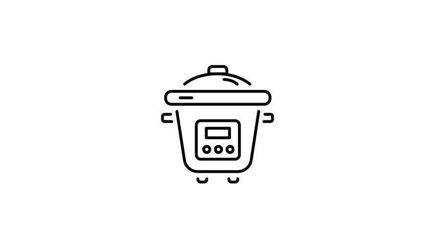 An outline style animated icon showing rice cooker
