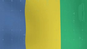 Animation of graphs, data and energy icons over flag of gabon. National economy, travel, data, finance, digital interface, business and communication, digitally generated video. - Powered by Shutterstock - Get 15% off with code: PIKWIZARD15