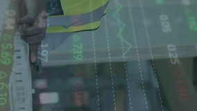 Animation of financial data processing over african american male architect in office. Global finance, business, connections, computing and data processing concept digitally generated video. - Powered by Shutterstock - Get 15% off with code: PIKWIZARD15