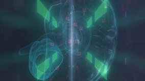 Animation of human brain, scope in pink neon tunnel. Global science, data processing and networking concept digitally generated video. - Powered by Shutterstock - Get 15% off with code: PIKWIZARD15