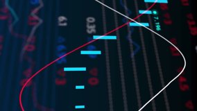 Animation of statistical and stock market data processing against blue background. Business data technology concept - Powered by Shutterstock - Get 15% off with code: PIKWIZARD15
