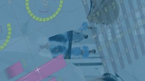 Animation of financial data processing over male doctor with female patient. Global medicine, computing and data processing concept digitally generated video. - Powered by Shutterstock - Get 15% off with code: PIKWIZARD15