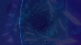 Animation of neon triangles spinning over earth globe and outer space. global connections, data processing and digital interface concept digitally generated video. - Powered by Shutterstock - Get 15% off with code: PIKWIZARD15