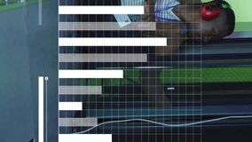 Animation of data processing and diagrams over african american male worker in server room. Global business and digital interface concept digitally generated video. - Powered by Shutterstock - Get 15% off with code: PIKWIZARD15