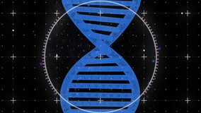Animation of dna strand, digital data processing and scope scanning. Global science, connections, computing and data processing concept digitally generated video. - Powered by Shutterstock - Get 15% off with code: PIKWIZARD15