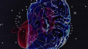 Animation of digital data processing, human brain over dna strand spinning. Global science, connections, computing and data processing concept digitally generated video. - Powered by Shutterstock - Get 15% off with code: PIKWIZARD15