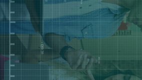 Animation of financial data processing over diverse colleagues discussing work in office. Global business, finances, computing and digital interface concept digitally generated video. - Powered by Shutterstock - Get 15% off with code: PIKWIZARD15