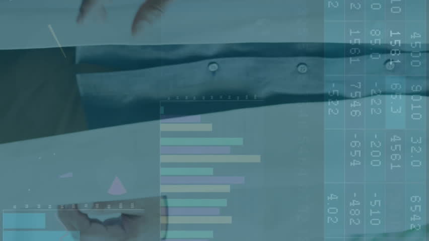 Shaking hands, doctors with financial data processing animation over medical charts. Health, cooperation, finance, teamwork, analysis, professionals - Powered by Shutterstock - Get 15% off with code: PIKWIZARD15