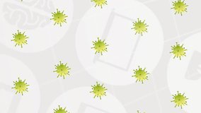 Animation of covid 19 virus cells over digital icons on grey background. global covid 19 pandemic concept digitally generated video. - Powered by Shutterstock - Get 15% off with code: PIKWIZARD15