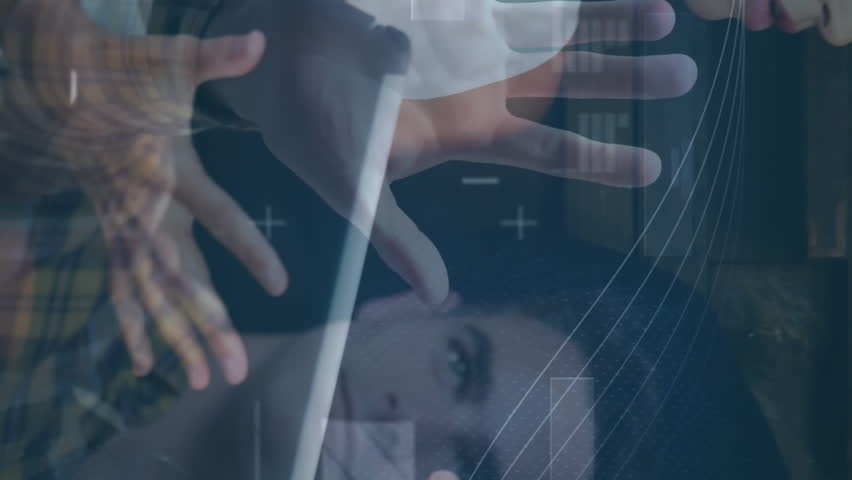 In school, children interacting with animation on futuristic touchscreen interface. Technology, education, interactive, innovation, digital, learning - Powered by Shutterstock - Get 15% off with code: PIKWIZARD15