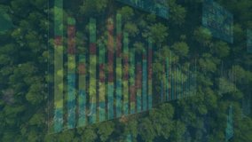 Opening multicolored overlays sliding on forest canopy revealing aerial view for data visualization. Analytics, environmental, technology, ecological, visualization, aerial, data - Powered by Shutterstock - Get 15% off with code: PIKWIZARD15