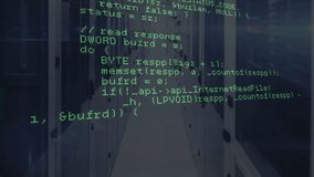 Opening green C++ overlay scrolling revealing functions computing intersections over server aisle. Technology, programming, data center, cybersecurity, software development, networking, digital - Powered by Shutterstock - Get 15% off with code: PIKWIZARD15