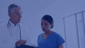 Medical team tapping tablet pointing at translucent chart generating animated analytics update. Healthcare, collaboration, digital, analysis, professionalism, innovation, teamwork - Powered by Shutterstock - Get 15% off with code: PIKWIZARD15