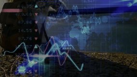 Animated financial charts overlaying shoreline focusing woman leaning railing and showing trends. Technology, finance, analytics, digital, landscape, horizon, visualization - Powered by Shutterstock - Get 15% off with code: PIKWIZARD15