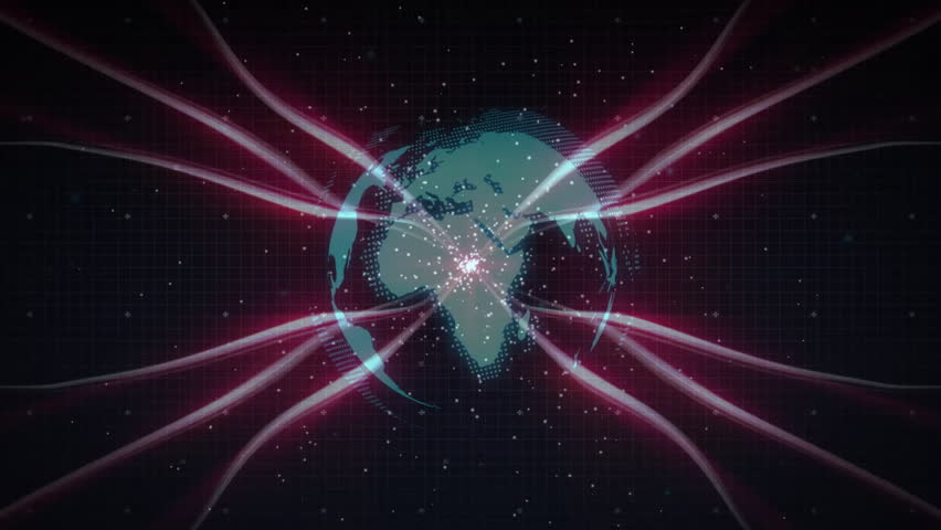 Glowing globe appearing on dark grid, radiating streams and growing bars visualizing data flow. Futuristic, data visualization, technology, digital, abstract, global, networking - Powered by Shutterstock - Get 15% off with code: PIKWIZARD15