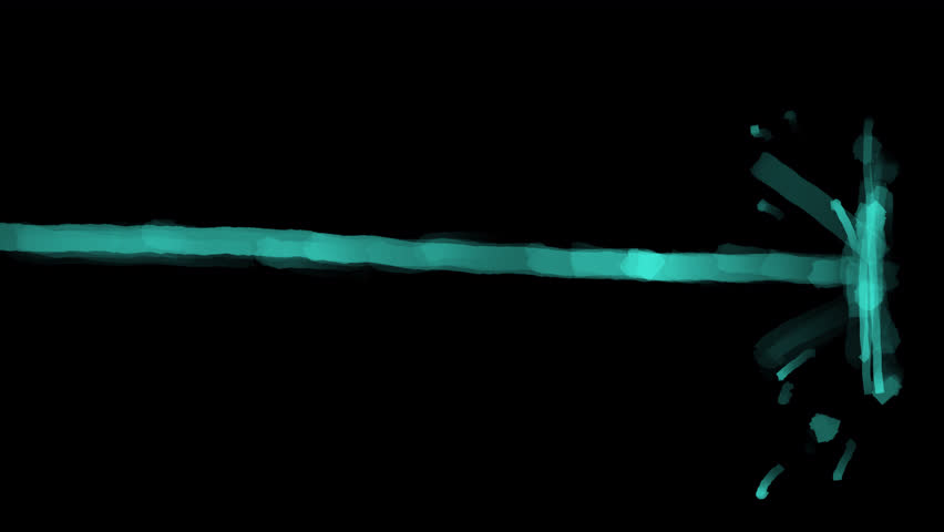 Blue stream of liquid on a black background. Stock footage of water flow drawn with a square brush in 4K. 2D stream animation.