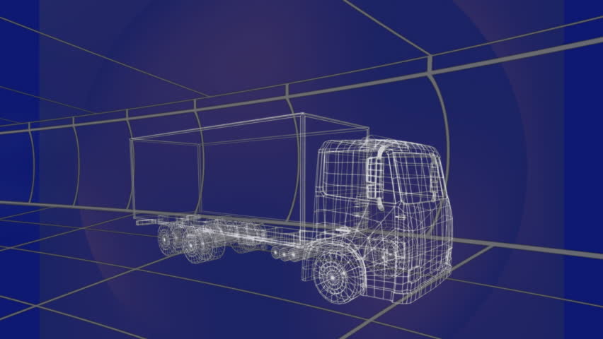 Wireframe truck model pausing before data tables fading and starting scan bar sweeping diagnosing. Futuristic, digital, technology, engineering, virtual, analytical, data - Powered by Shutterstock - Get 15% off with code: PIKWIZARD15