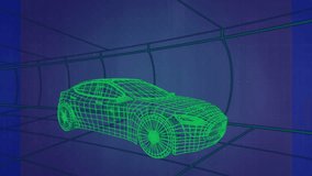 At 1s mark bar charts fluctuating behind wireframe car and line graph shifting visualizing trends. Digital, futuristic, abstract, analytics, motion, high-tech, innovation - Powered by Shutterstock - Get 15% off with code: PIKWIZARD15