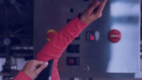 Animation of data processing over caucasian female engineer using tablet. Global engineering, digital interface, computing and data processing concept digitally generated video. - Powered by Shutterstock - Get 15% off with code: PIKWIZARD15