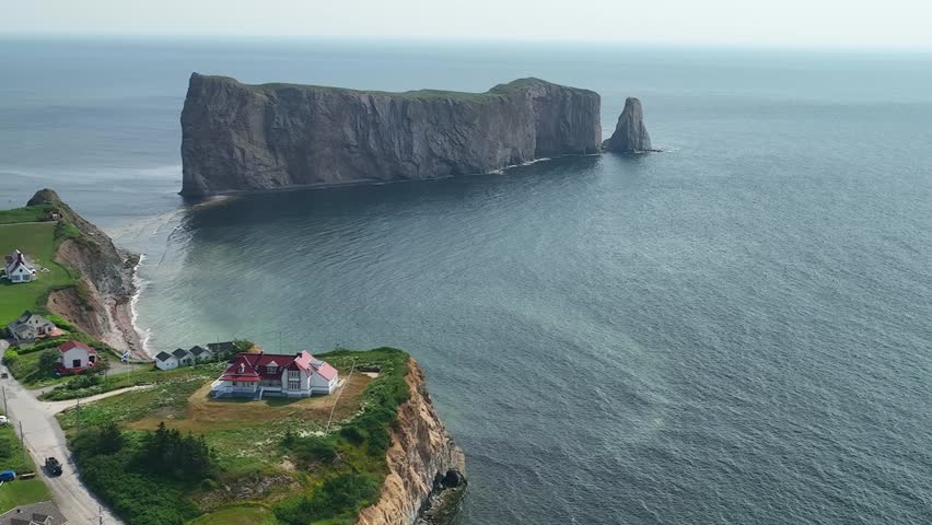 Aerial view of Perce and Rocher Percé 