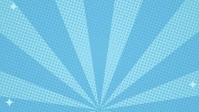 Blue comic style halftone sunbeam background animation with stars. Loop motion design. Suitable for comics, prints, posters, etc. - Powered by Shutterstock - Get 15% off with code: PIKWIZARD15