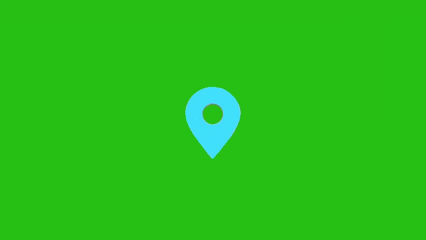 Location Points positioned icon on green screen, Animation of a red pin map, location pin marker, Navigation, pointer, location, map, GPS, direction, place, for map pin pointer on GPS Map tracker.