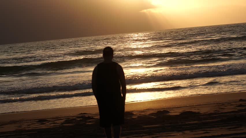 Sunset silhouette cinematic beach scenery