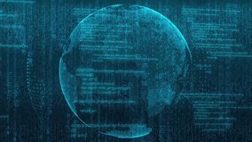 3d rendered rotating earth globe with matrix falling code animation, concept of data transmission, telecommunication concept - Powered by Shutterstock - Get 15% off with code: PIKWIZARD15