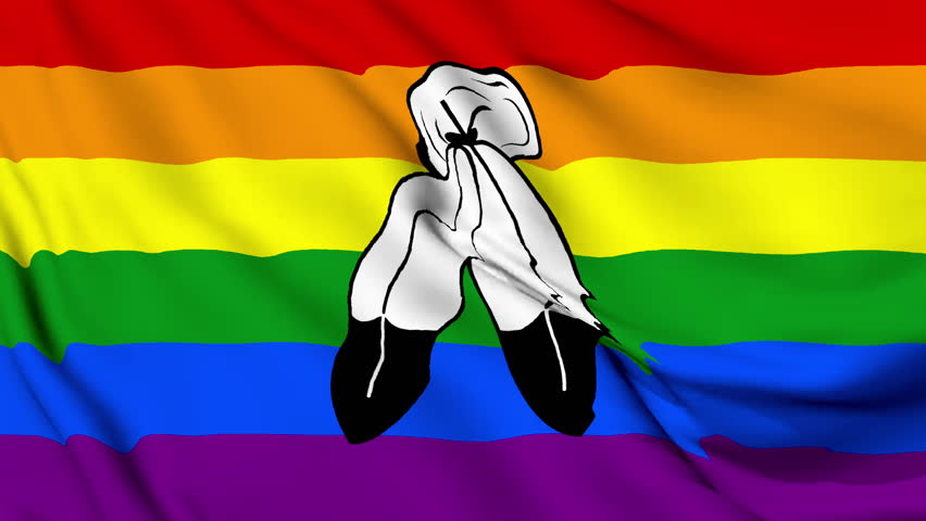 The Neapolitan two spirit flag with feathers background. Realistic Two Spirit Pride flag waving in the wind. LGBTQ Two-Spirit community symbol Perfect Loop 4K video.