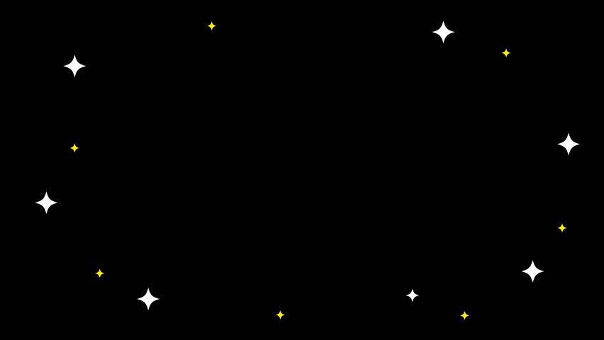 Colorfully color-changing sparkling stars and black concentrated line on transparent background