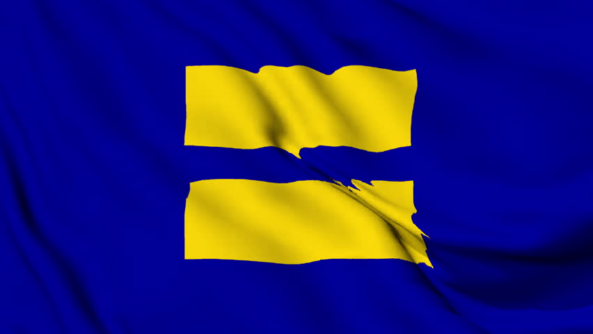 The Equal Human Rights logo, often seen as a flag background. Realistic Equal Human Rights Pride Flag waving in the wind. LGBTQ Equal Human Rights community symbol Perfect Loop 4K video.