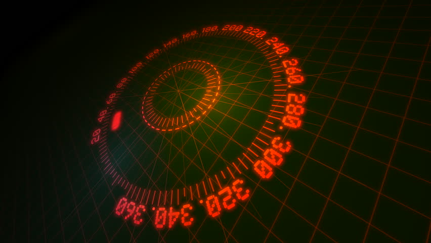 Bright futuristic 360 digital HUD velocity animation over 3D grid