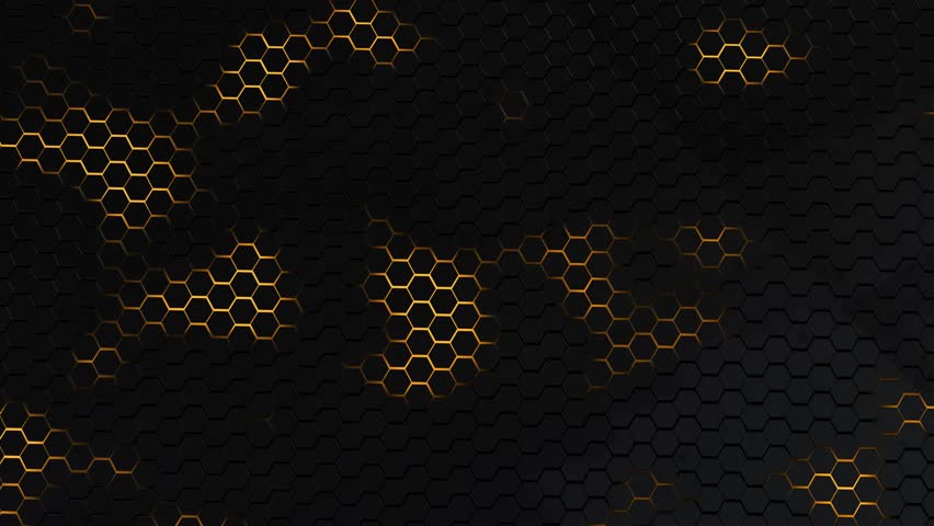 Luxury honeycomb Black premium luxury gold grid wave line gradient striped hexagon geometry triangles digital mesh cyber grid. Carbon gold metallic stripes. Geometric sci-fi graphic motion animation.
